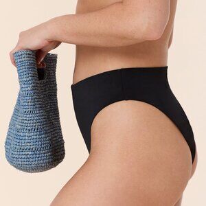 Andie The 90s High Waist Bikini Bottom - Eco Nylon - Black Size SBLACK / S